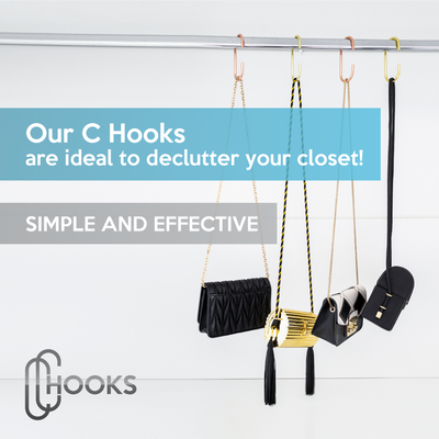 'C Hooks' For Closet Organization 2-Pack, Rose Gold Color