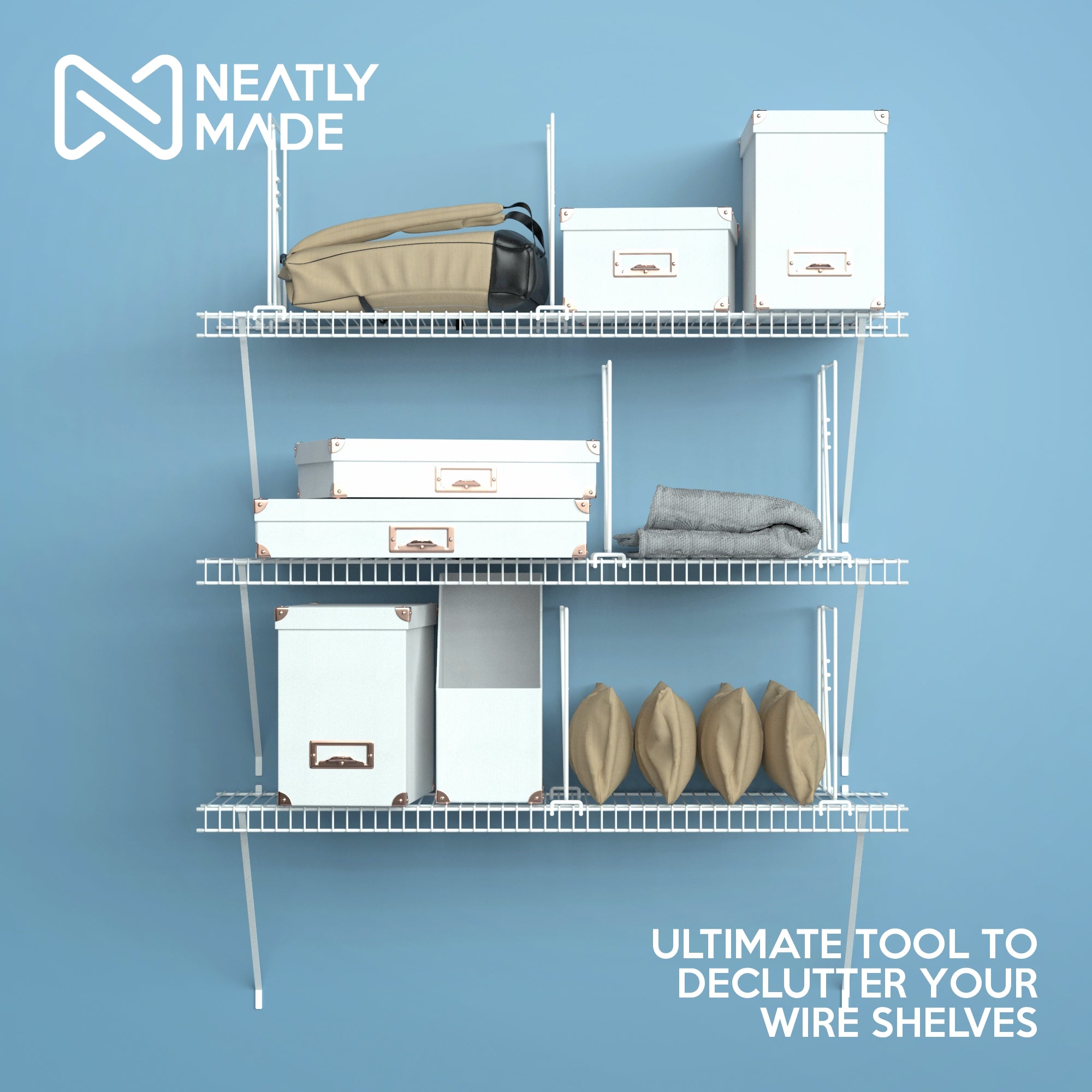 Triple Crossbar Shelf Dividers for Wire Shelves - Neatly Made